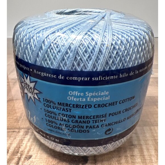 DMC Traditions 100% Mercerized Crochet Cotton Size 10 Light Blue 320 Yards - Picture 2 of 3